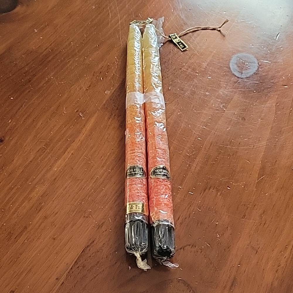 Nob Hill Candlesticks Orange and Yellow Pair